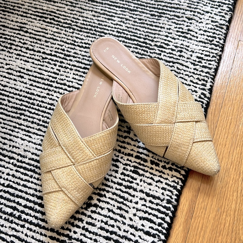 New Look Raffia Pointed Toe Mules